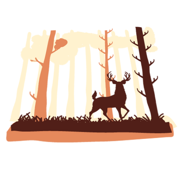 Nature vinyl rug brown forest and deer design - TenStickers