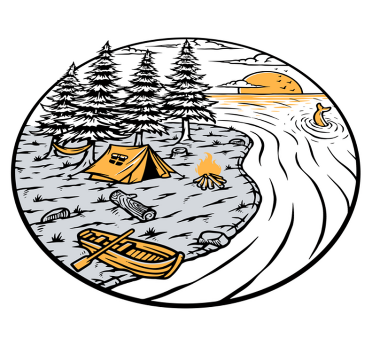 Nature vinyl rug motorhome yellow landscape emblem - TenStickers