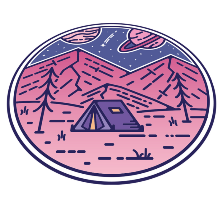 Nature vinyl rug in pink mountains - TenStickers