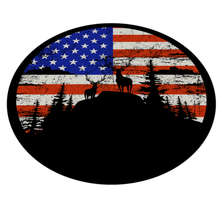 Nature vinyl rug with american flag mountain design - TenStickers