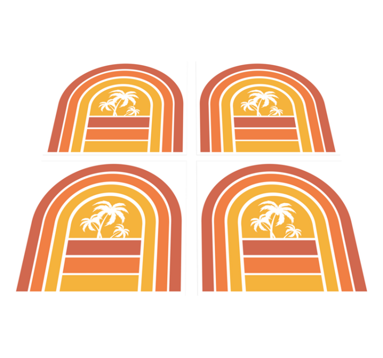 Nature vinyl rug retro sunset and palms design - TenStickers