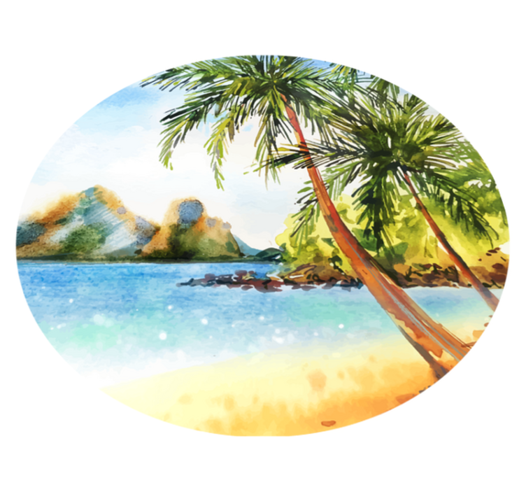 Nature vinyl rug tropical palm shoreline - TenStickers