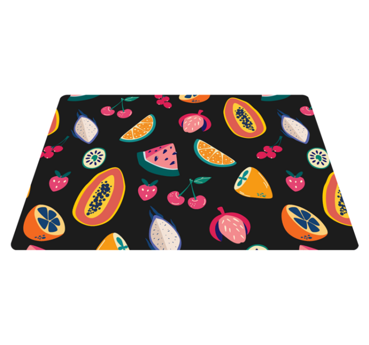 Nature vinyl rug with vibrant fruits on black - TenStickers