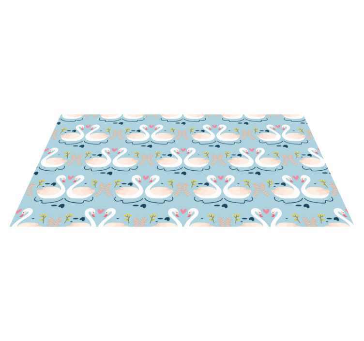 Nature vinyl rug with swans in love on blue - TenStickers
