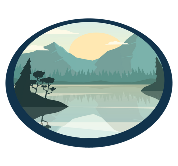 Nature vinyl rug serene mountain reflection - TenStickers