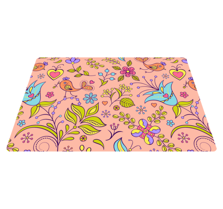 Floral vinyl rug with bird and butterfly pattern - TenStickers