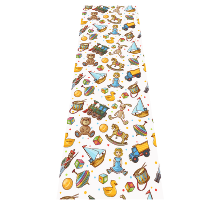 Bedroom vinyl rug with cute wooden toys and teddy bear - TenStickers
