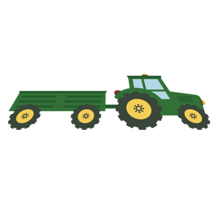 Kids vinyl rug featuring green tractor and wagon - TenStickers