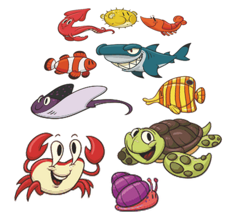 Kids vinyl rug ocean fish set - TenStickers