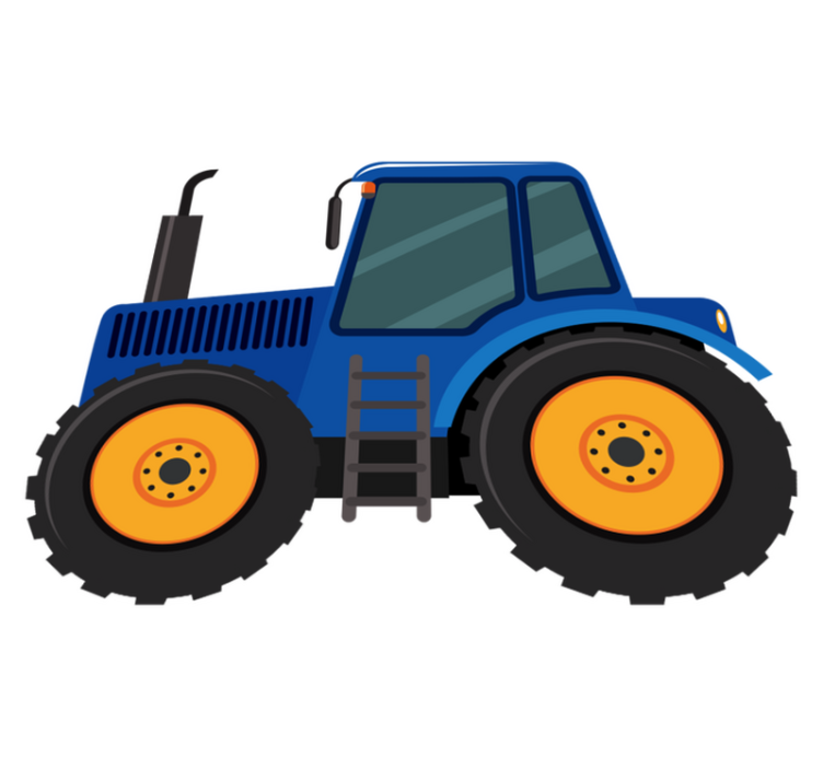 Kids vinyl rug blue tractor - TenStickers