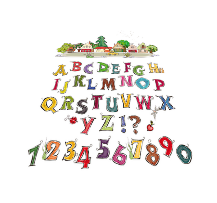 Kids vinyl rug alphabet and village design - TenStickers