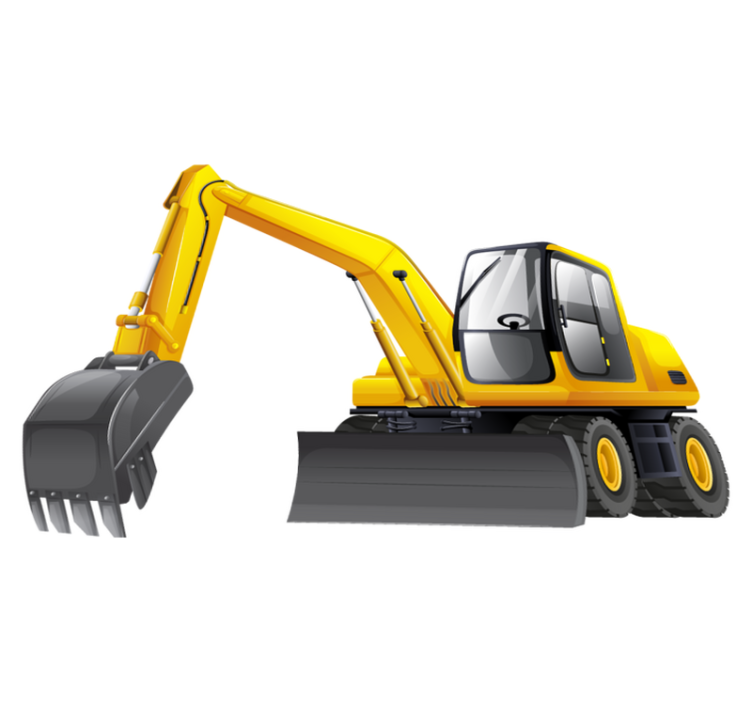 Kids vinyl rug excavator cartoon 3d yellow and black - TenStickers