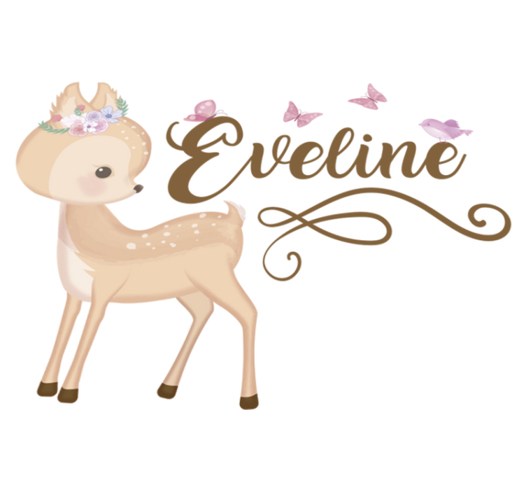 Kids vinyl rug personalised deer sticker - TenStickers