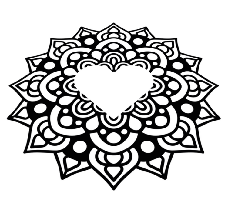 Bedroom vinyl rug mandala in heart frame - TenStickers