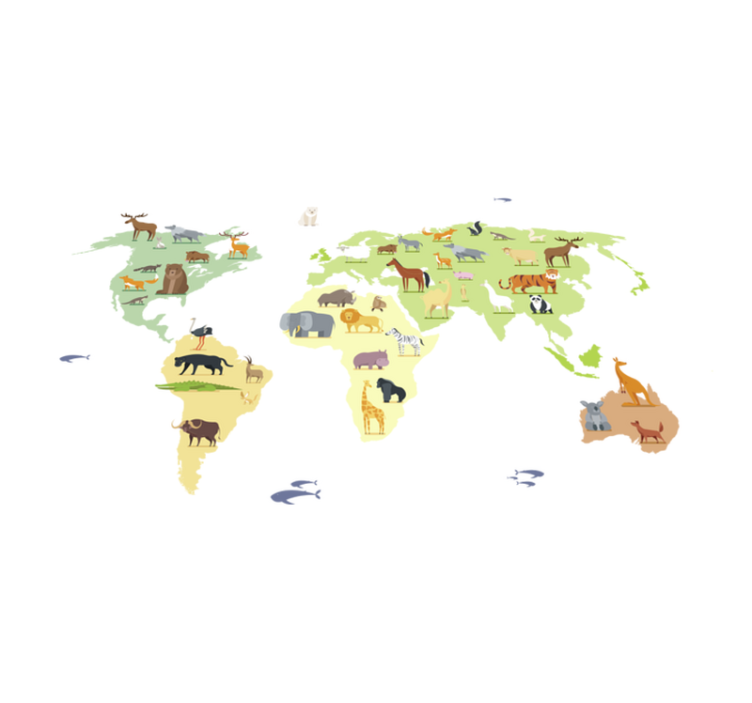 Colorful animals of the continents bedroom vinyl rug - TenStickers