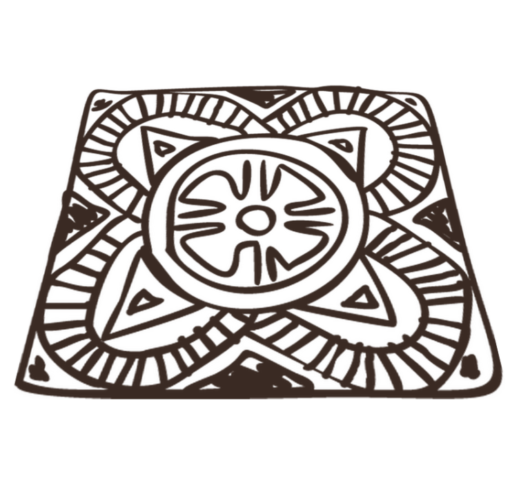 Bedroom vinyl rug ethnic floral square design - TenStickers