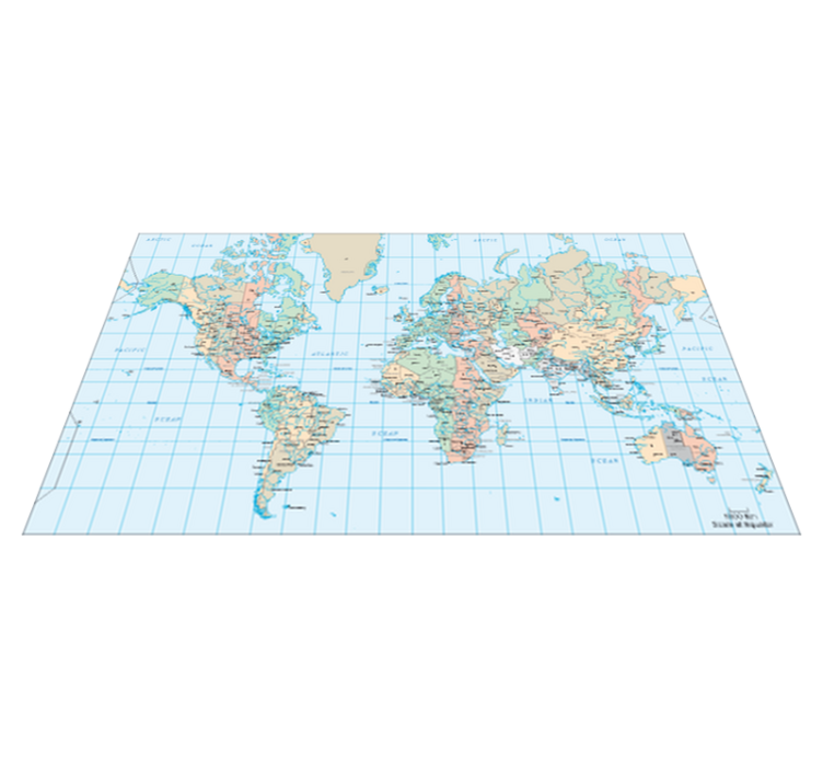 World map vinyl rug english time zones - TenStickers