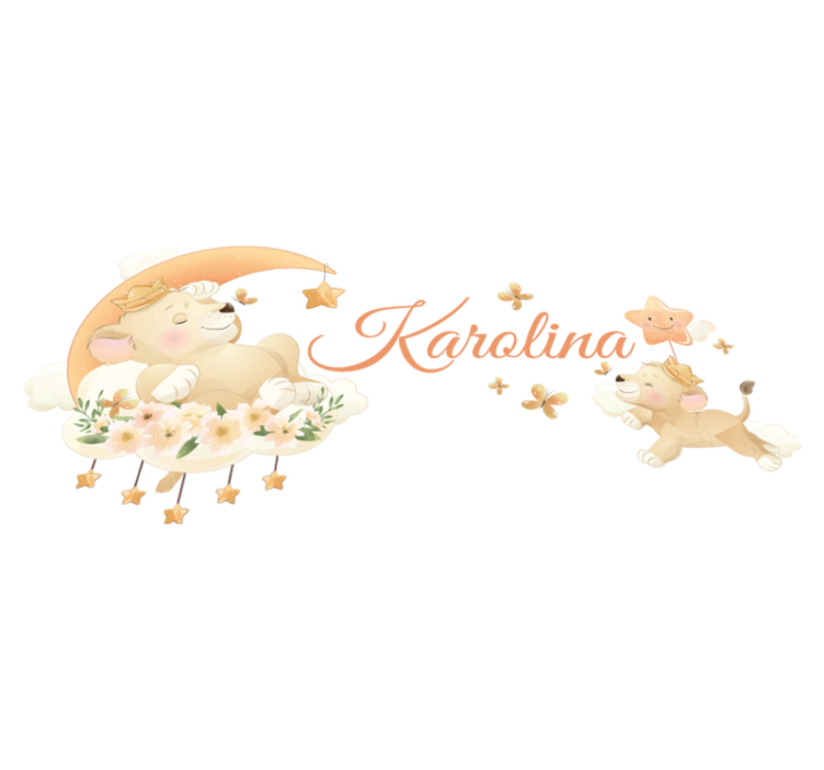 Kids vinyl rug cute animals lion personalized - TenStickers