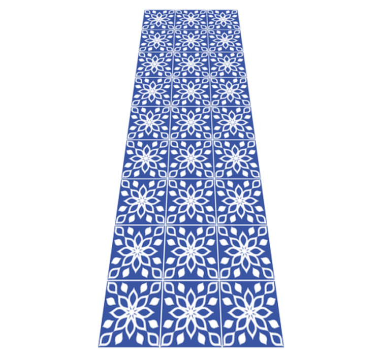 Bathroom vinyl rug in blue southern tile pattern - TenStickers