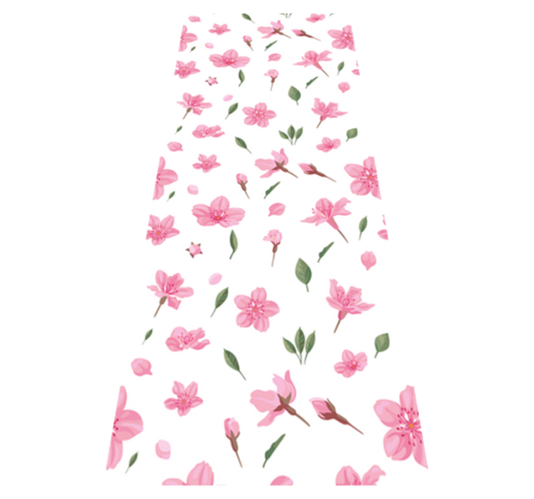 Watercolor pastel pink blossom flowers bathroom vinyl rug - TenStickers