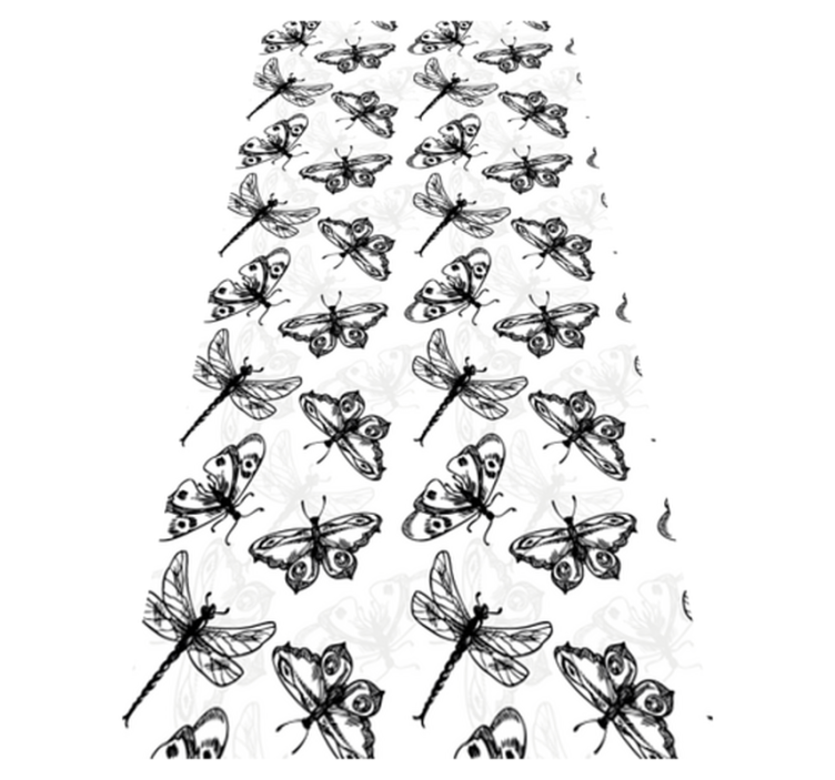 Bathroom vinyl rug with black and white dragonfly design - TenStickers