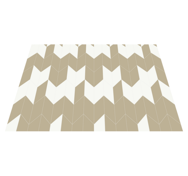 Bathroom vinyl rug with white and beige geometric design - TenStickers
