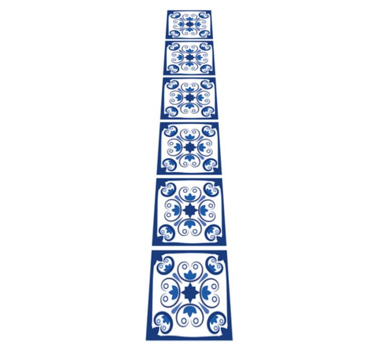 Kitchen vinyl rug typical beautiful blue tile design - TenStickers