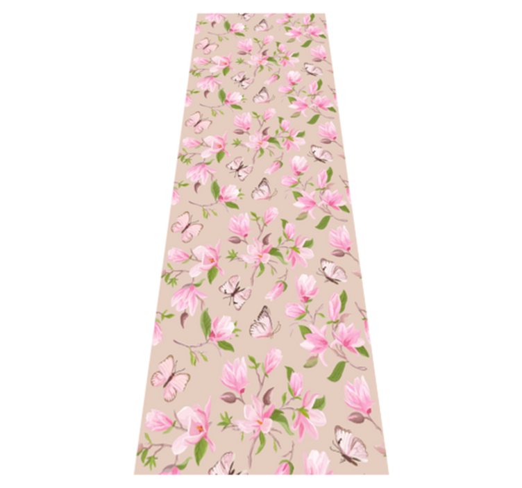 Pink magnolia and butterfly design bedroom vinyl rug - TenStickers