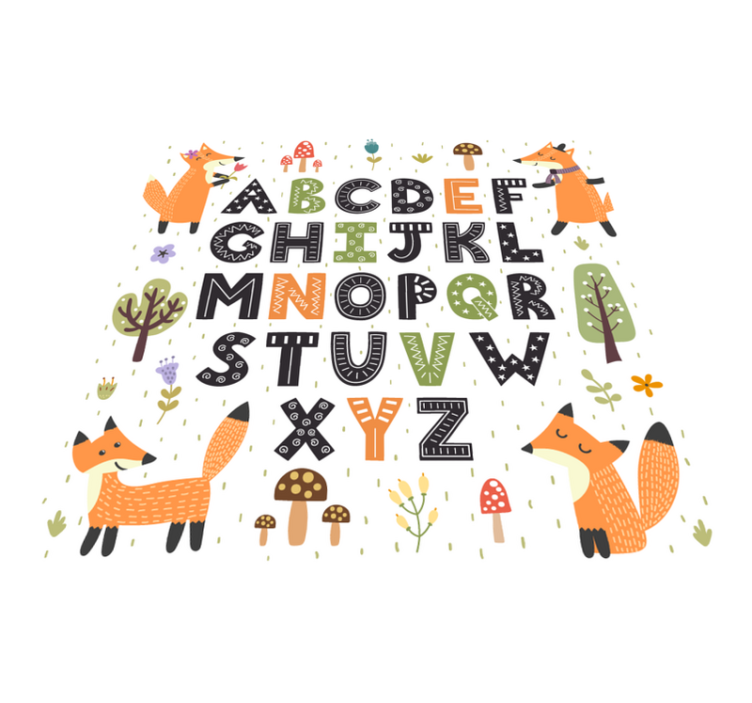 stunning vinyl alphabet rug with forest - TenStickers