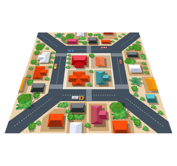 fantastic squared kids road vinyl rug - TenStickers