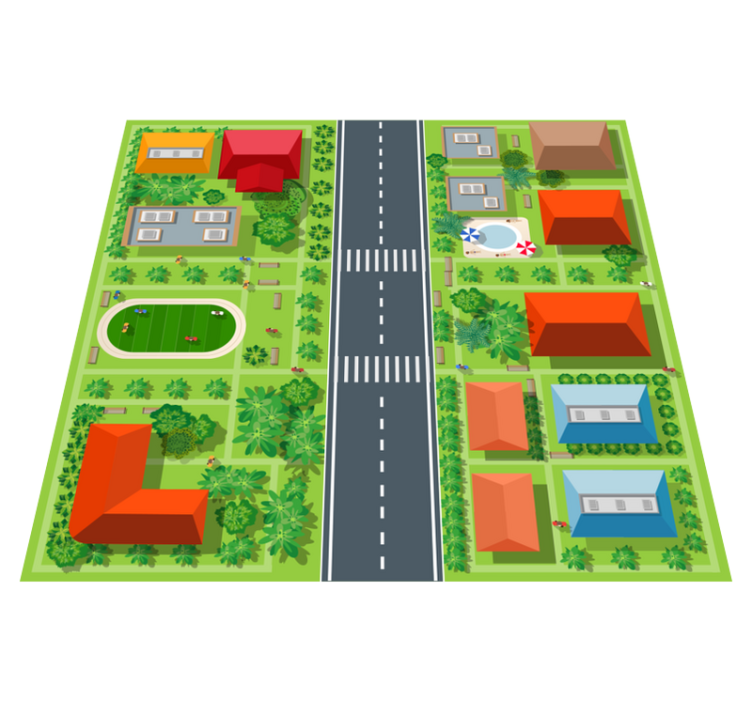 Playful Townscape playroom carpet - TenStickers
