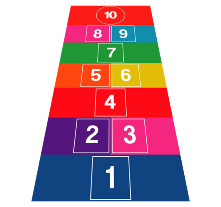 Colourful hopscotch vinyl rug game - TenStickers