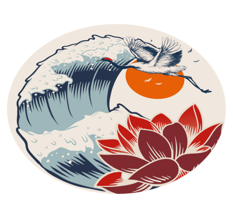 Crane Ocean Sunset animal vinyl rug - TenStickers