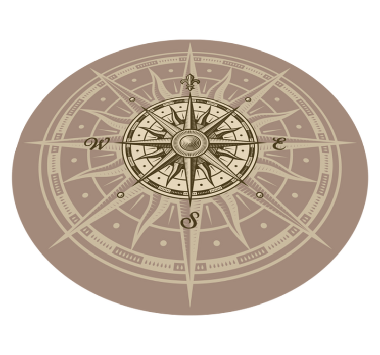 Wonderful round vintage compass vinyl rug - TenStickers