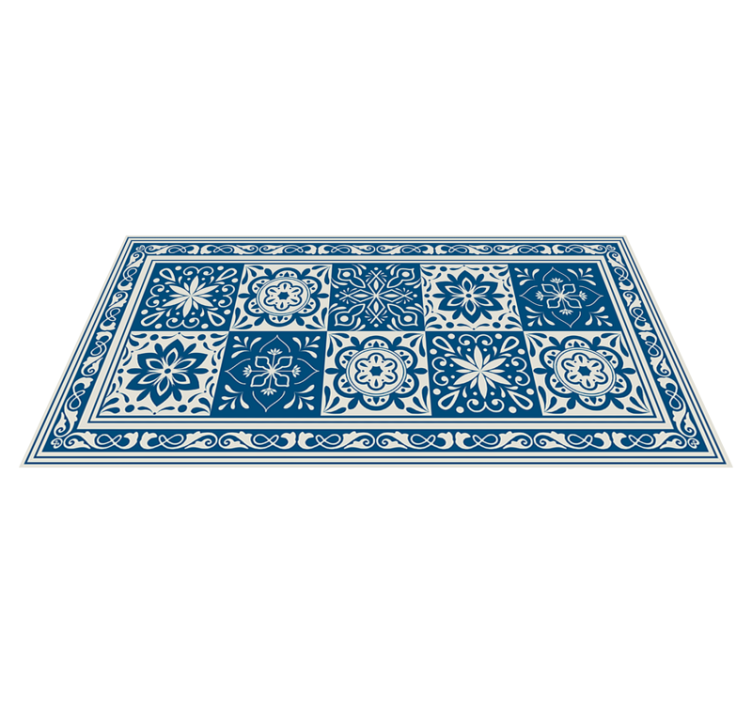 Classic hydraulic blue tiles kitchen vinyl rug - TenStickers
