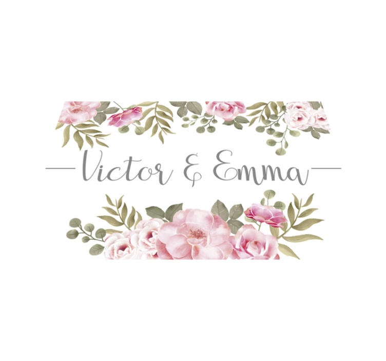 Personnalised floral name vinyl rug - TenStickers
