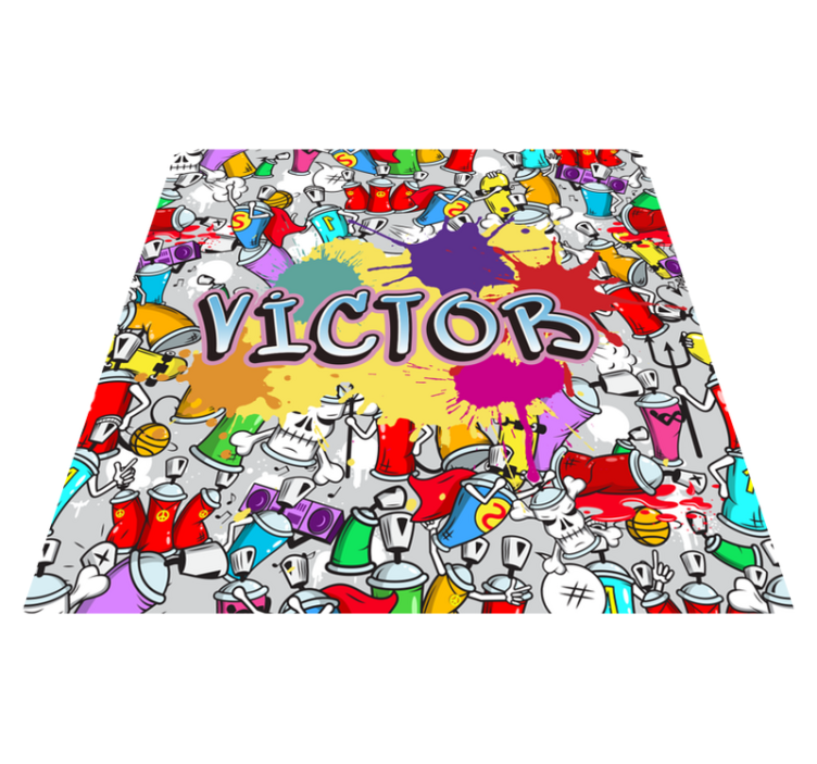 Multicolour graffiti vinyl rug with name - TenStickers