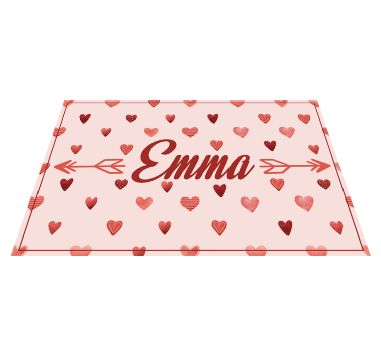 Personalized Heart Theme custom vinyl rug - TenStickers