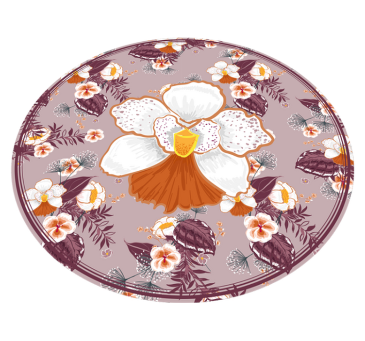 round colorful flower  vinyl living room rug - TenStickers