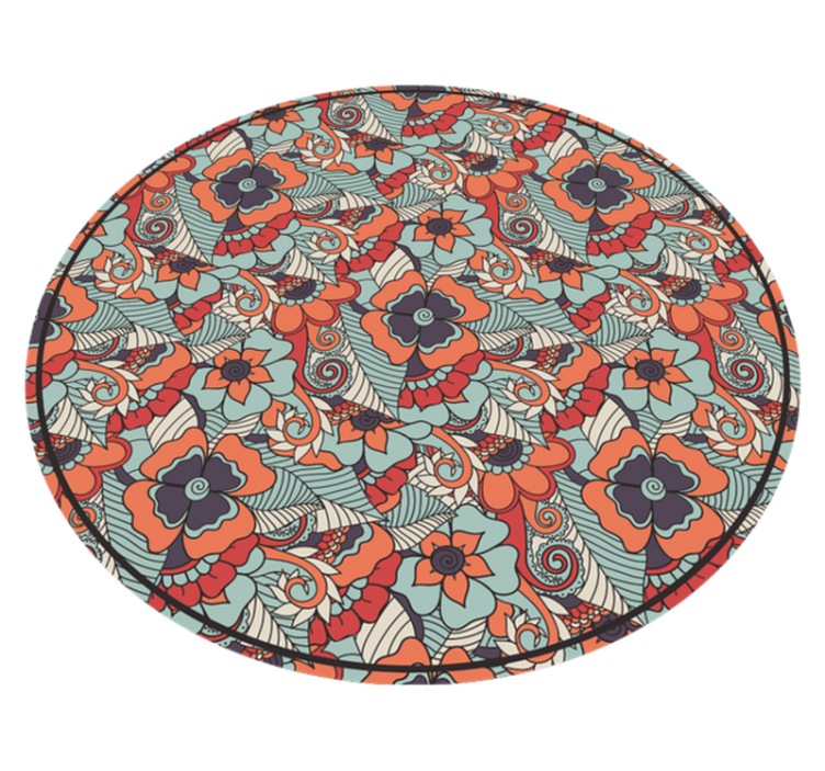 round floral paisley vinyl rug for dining room - TenStickers