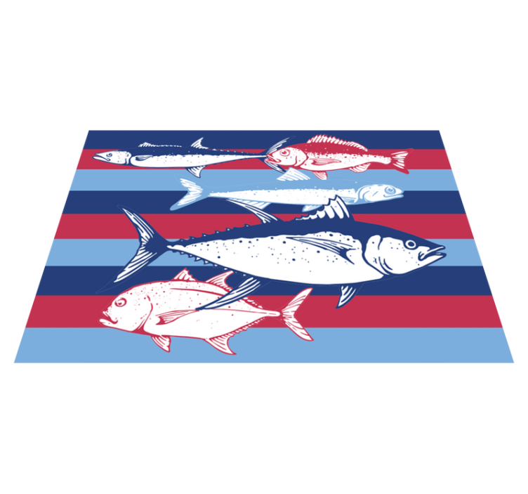 Hand draw fishes animal vinyl rug - TenStickers