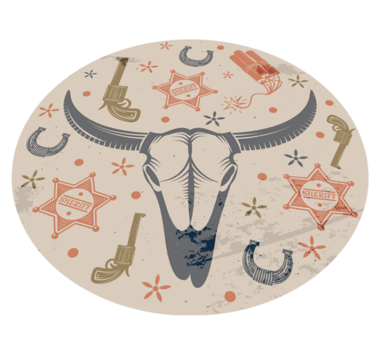 Cowboy elements pattern kids vinyl rug - TenStickers