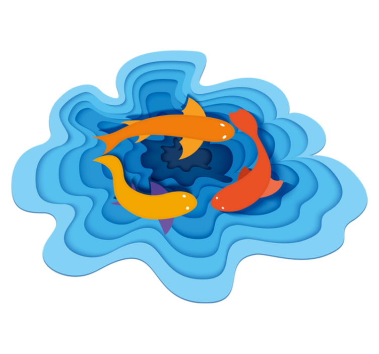 Round fishes aquarium animal vinyl rug - TenStickers