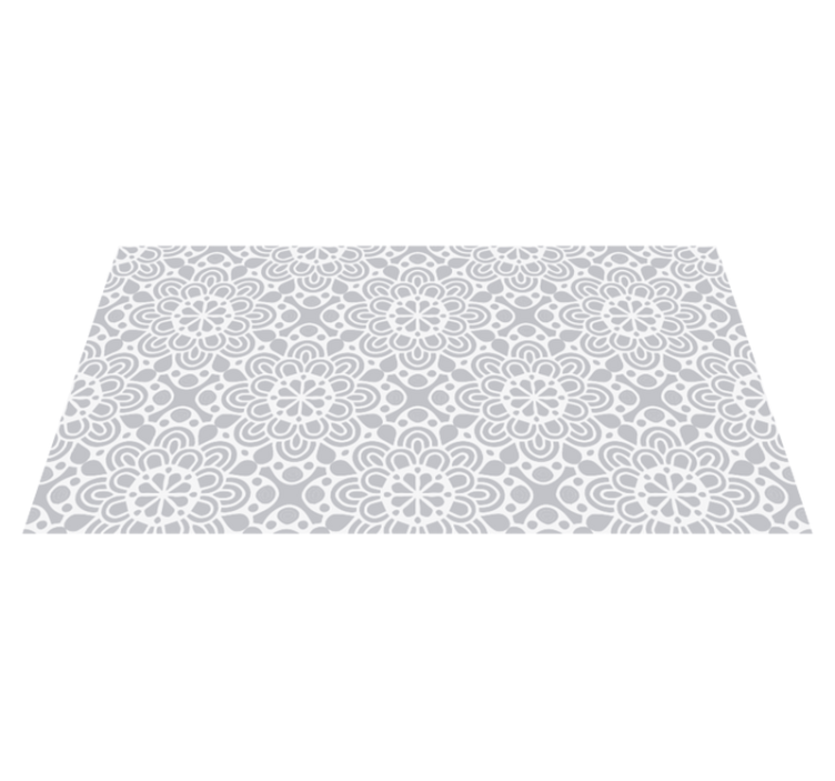 white grey flowery shapes modern rug - TenStickers