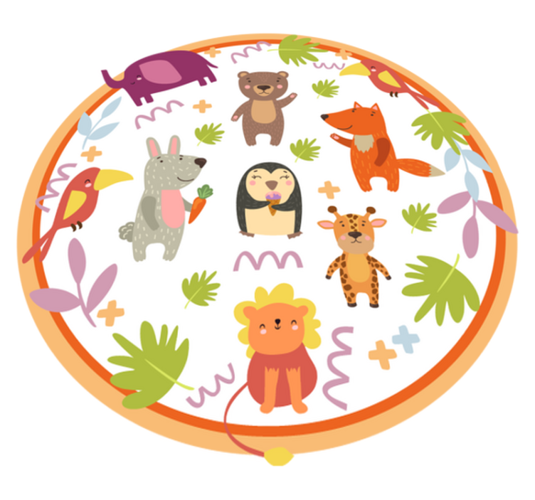 Cute cartoon zoo animals animal rug - TenStickers