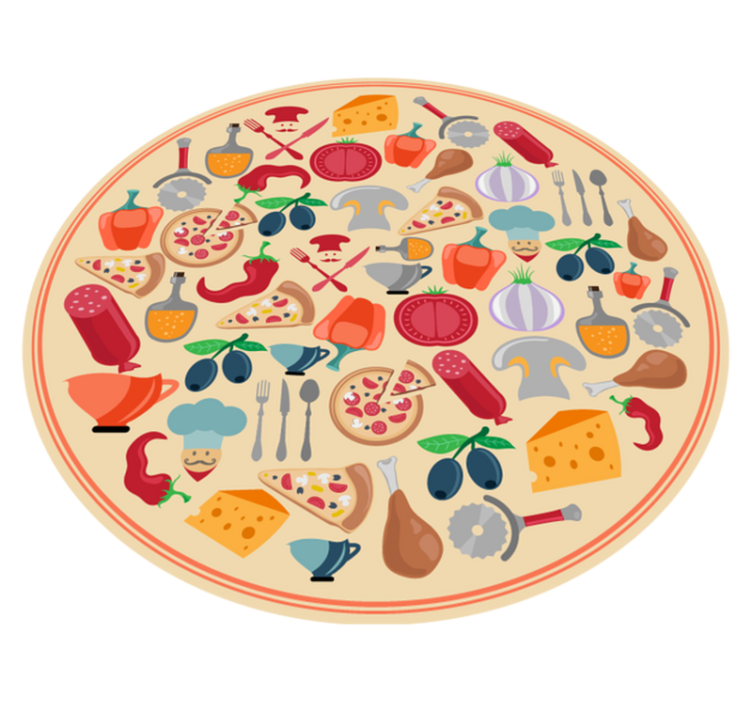 icons of italian food teen vinyl rug - TenStickers