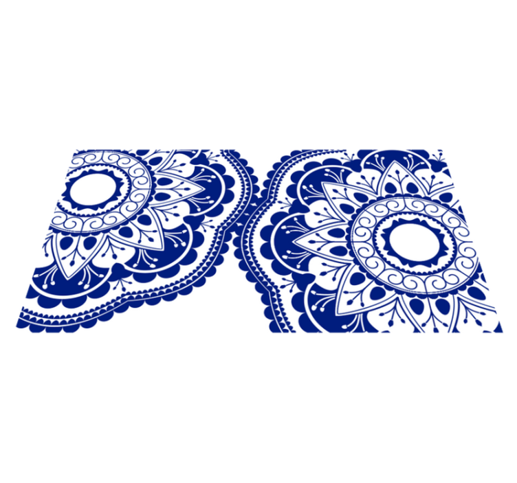 Dark blue with round shapes vinyl rug blue rug - TenStickers