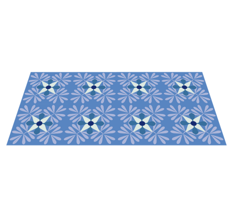 Printed tile effect bright blue vinyl rug - TenStickers