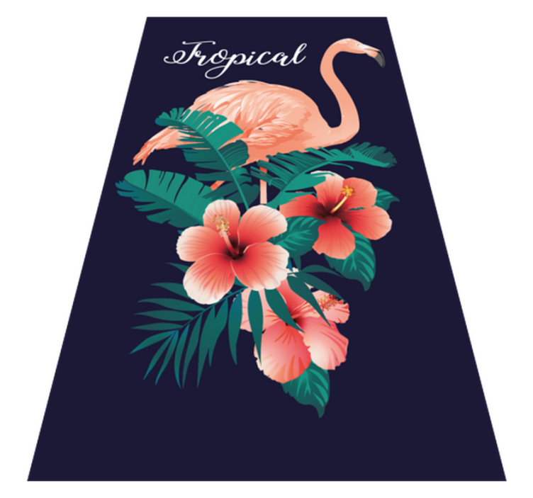 tropical flamingo black animal rug - TenStickers
