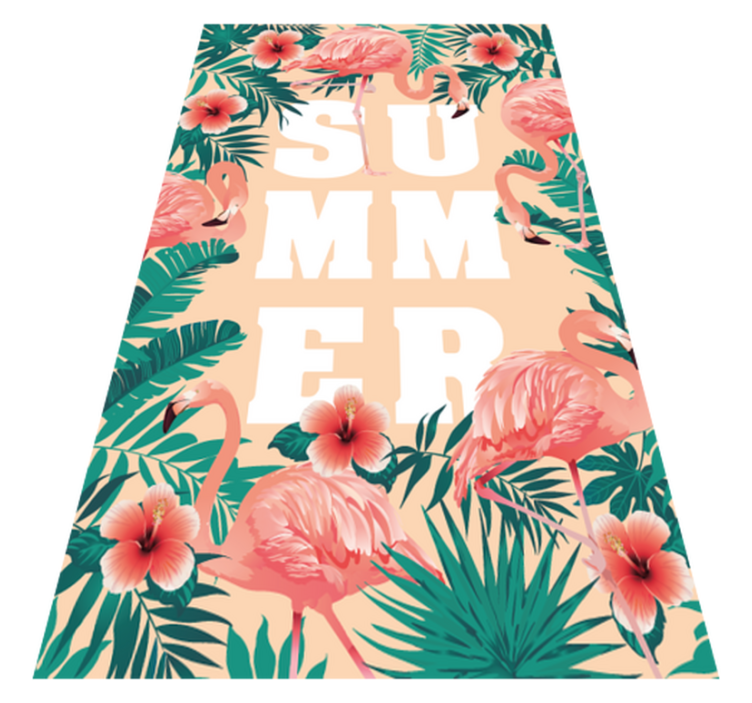 Summer text flamingos flowers custom rug - TenStickers